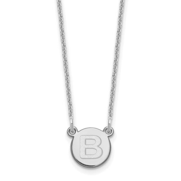 Kazi Luxury 14k White Gold Tiny Circle Block Letter B Initial Necklace - Picture 1 of 4